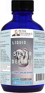 Peter Gillhams Life Essentials Liquid Silver Defense 10 PPM,8 oz, Silversol Technology,99.9% Immune Boost...
