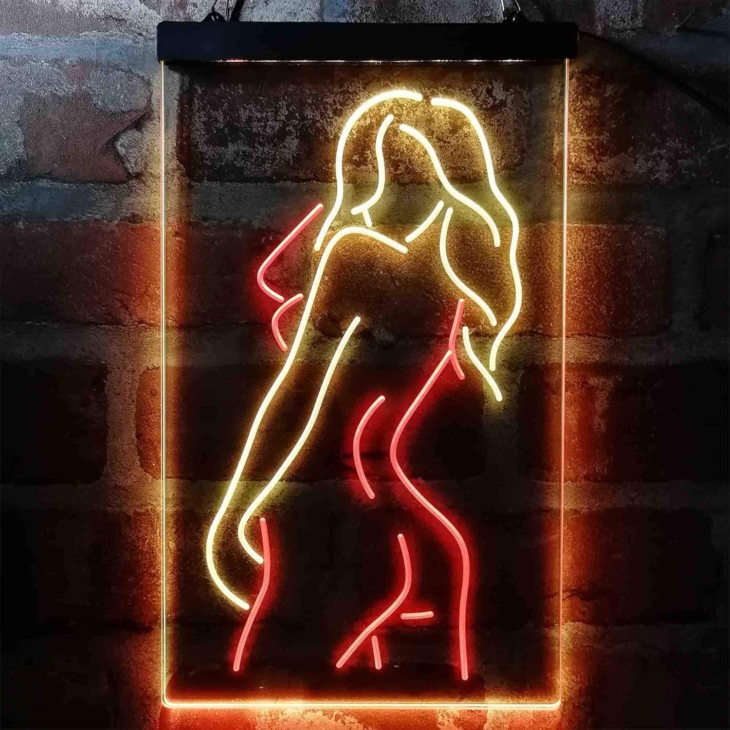 ADVPRO Sexy Back Girl Dancer Man Cave Garage Dual Color LED Neon Sign Red & Yellow 12 x 16 Inches st6s34-i3993-ry