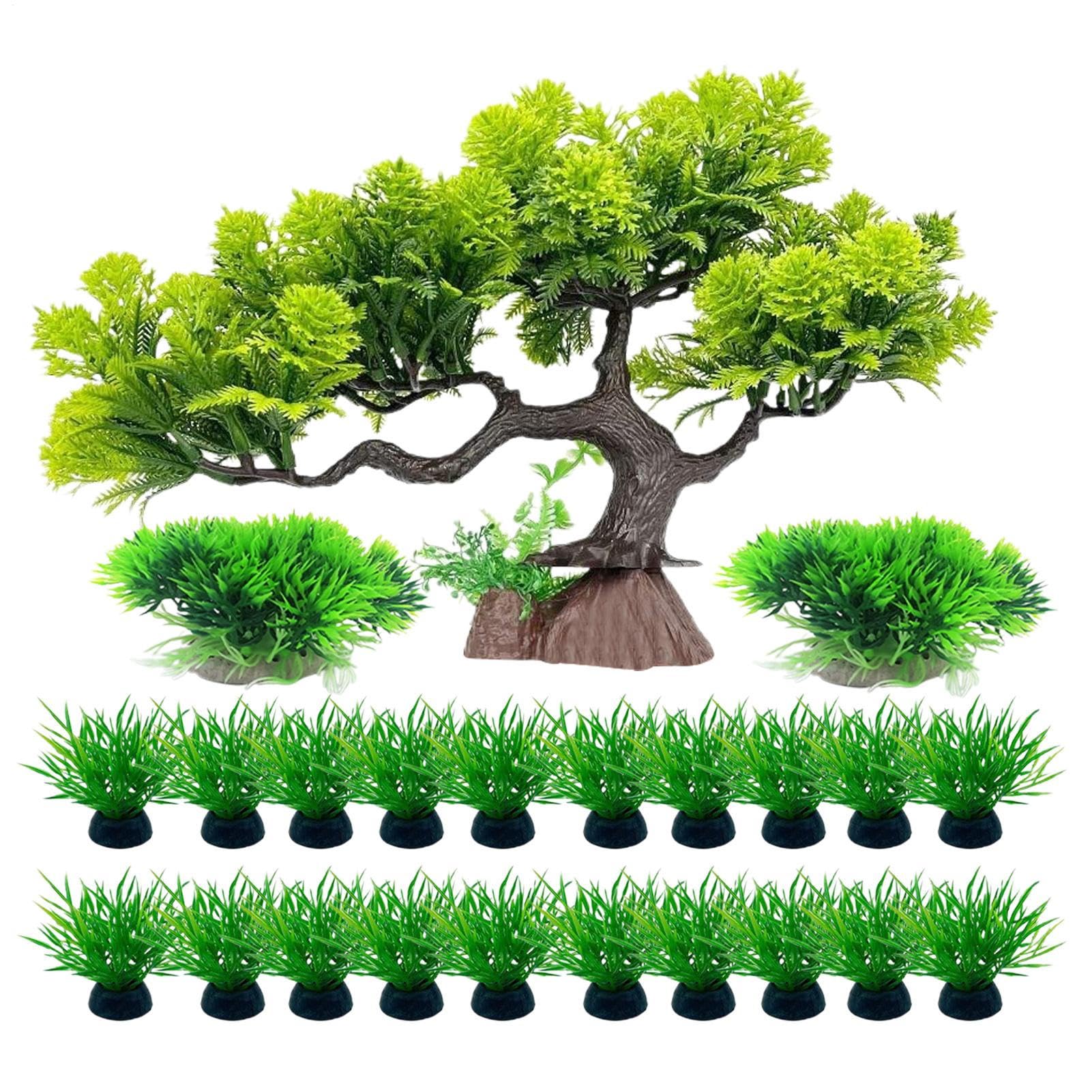 Décoration d'aquarium sûre avec herbe réaliste et arbre synthétique