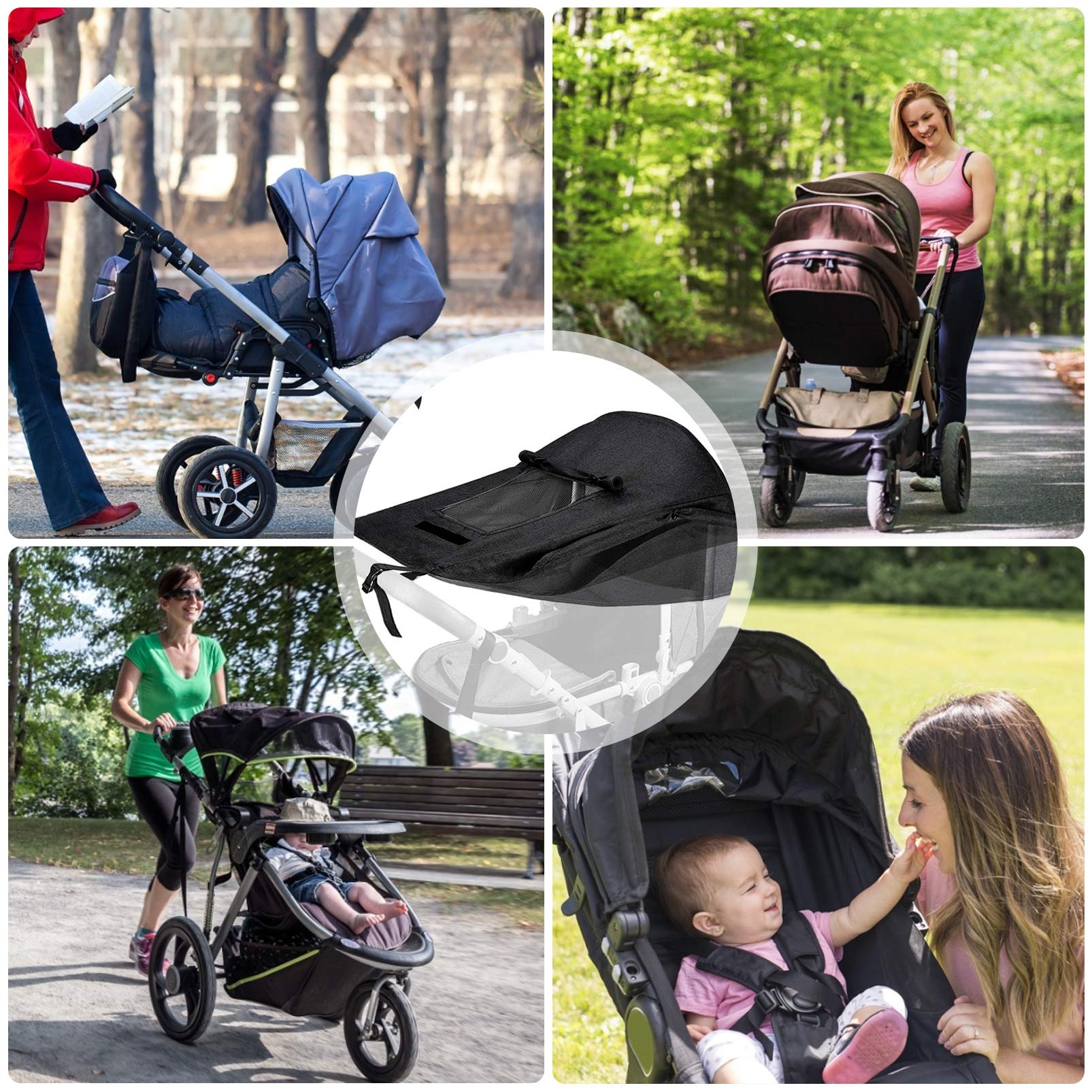 parasole per passeggino,Parasole per Carrozzina Universale Coperture,Anti-UV per Passeggini Universale,CapottinaParasole per Passeggino,Navicella - Regolabile (Nero)