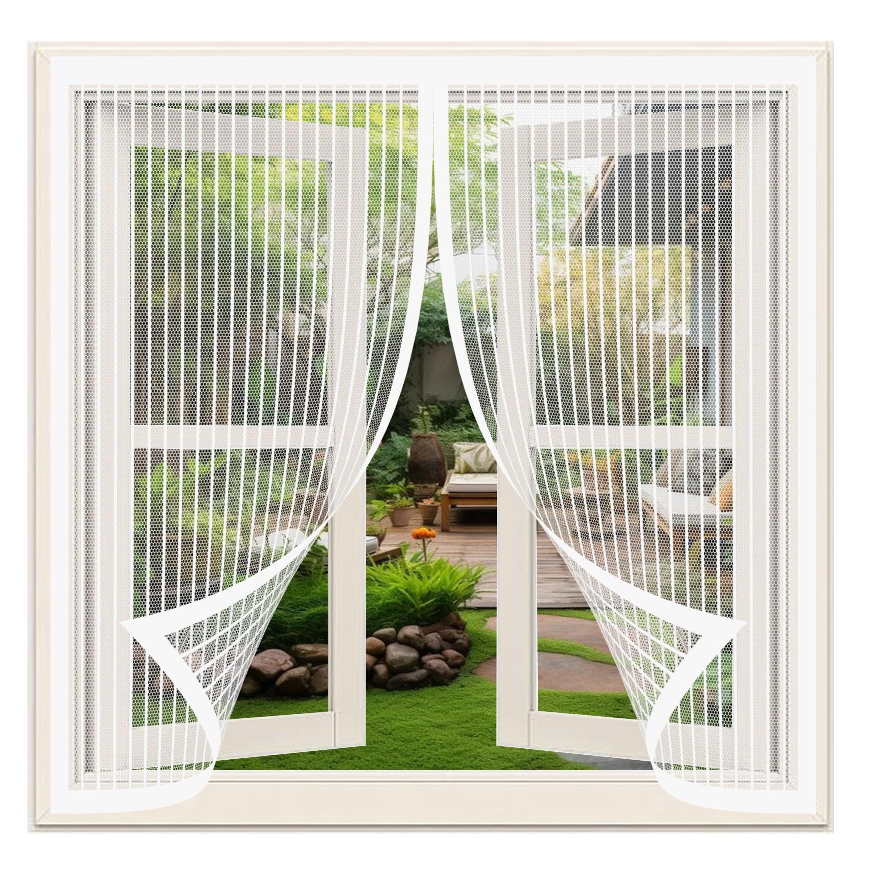 Moustiquaire fenêtre magnétique 56x76 cm blanche anti-poussière pour balcon