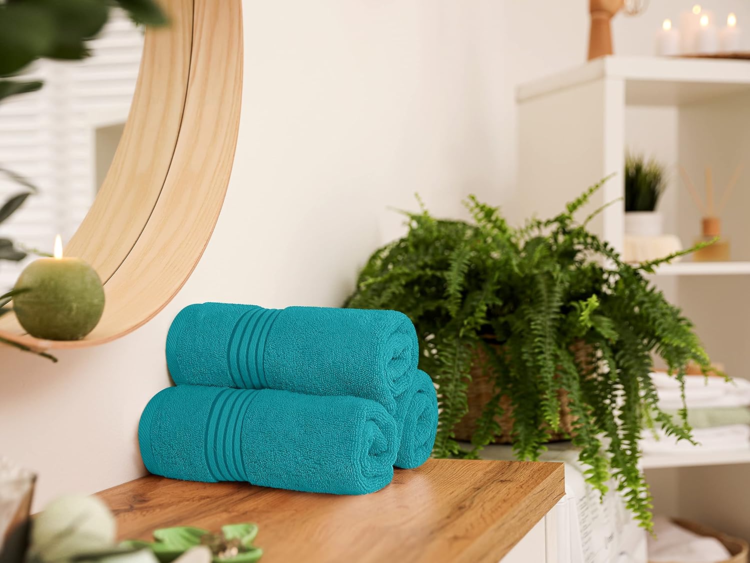 Utopia Towels 6 Piece Premium Hand Towels Set, 16 by 28 inches, 100% Ring Spun Cotton, Lightweight and Highly Absorbent Towels for Bathroom, Travel, Camp, Hotel, and Spa, Turquoise