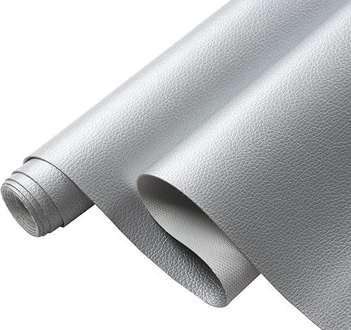 Miniatura 39 de Picheng Hojas de piel sintética de color sólido con textura de lichi, 13.8 x 53 pulgadas, rollo de piel sintética suave muy adecuado para hacer