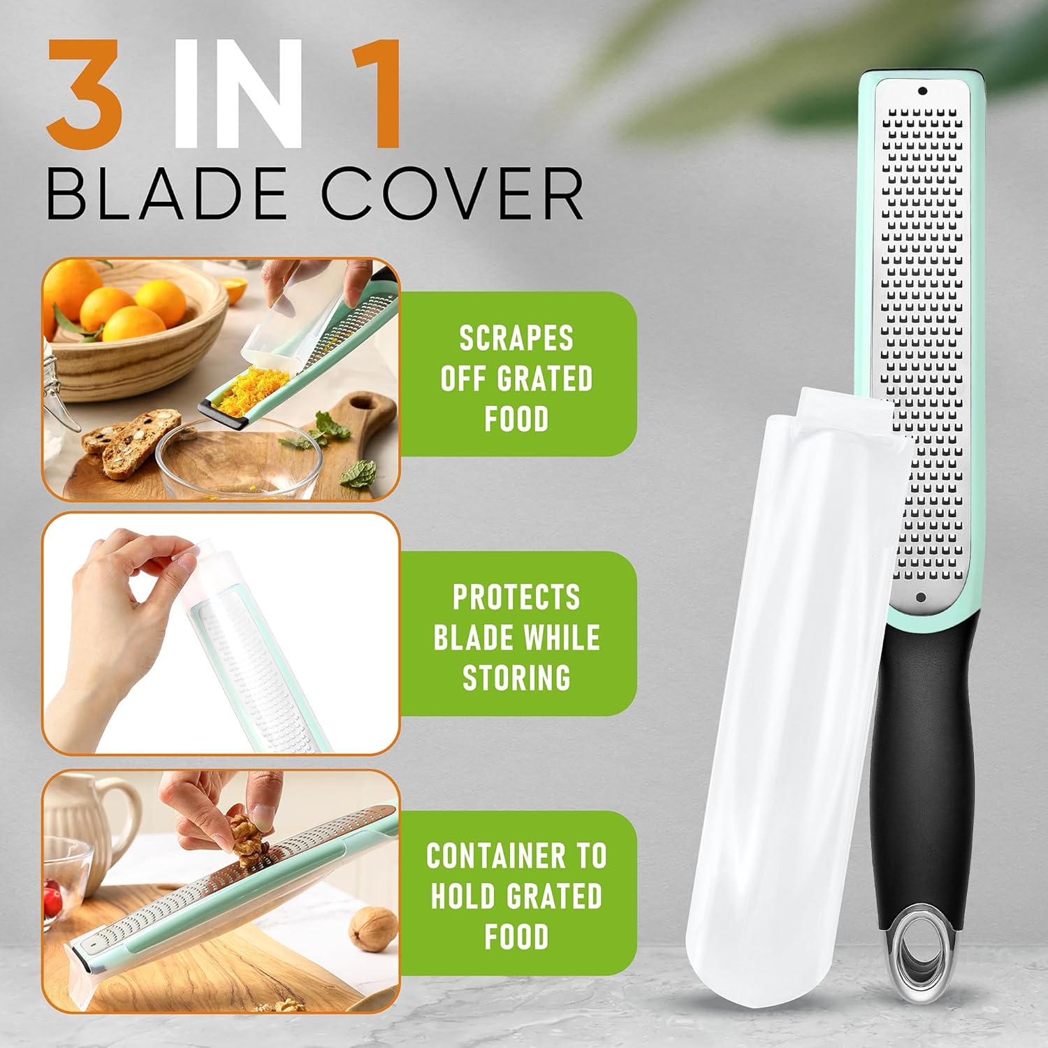 Premium Lemon Zester Grater with Handle - Fruit, Lime, Oran,