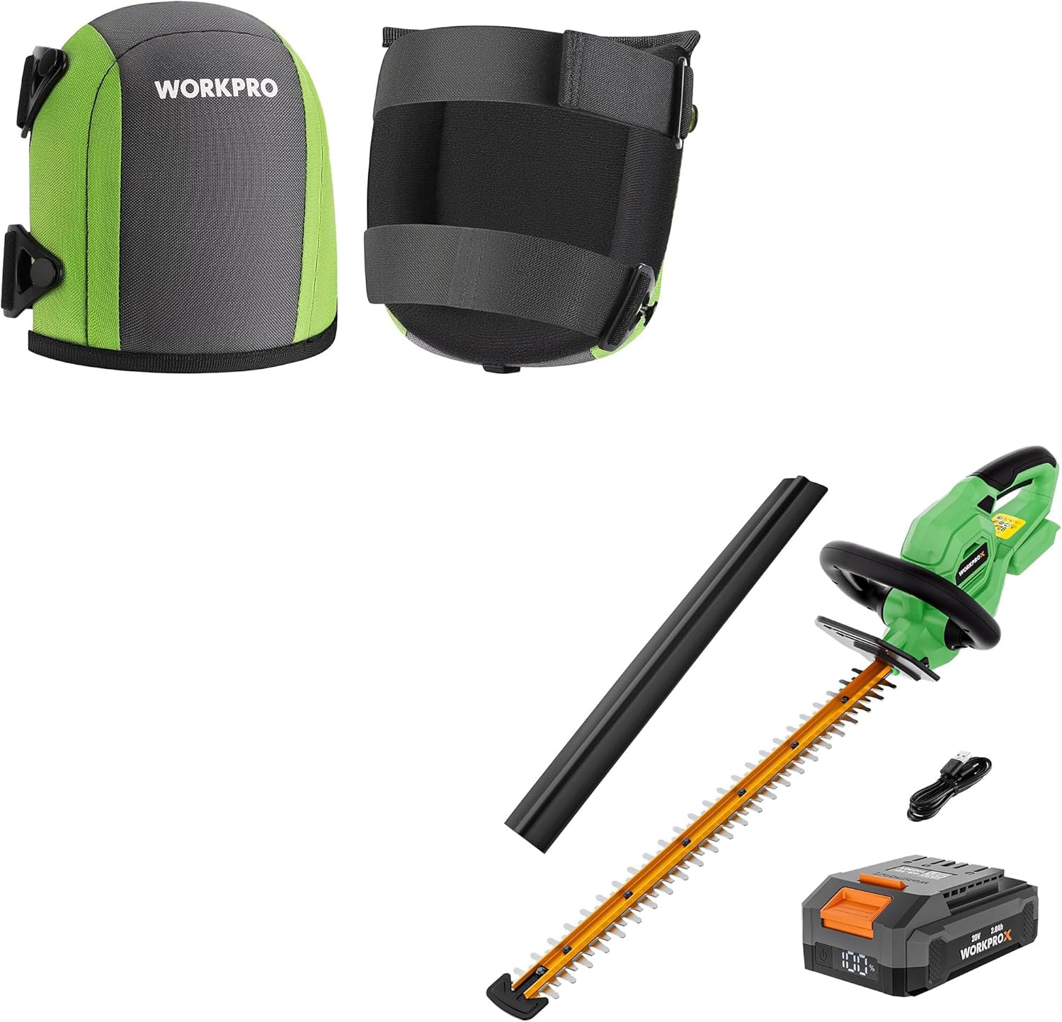 WORKPRO Garden Knee Pads & WORKPROX 20V Cordless Hedge Trimmer