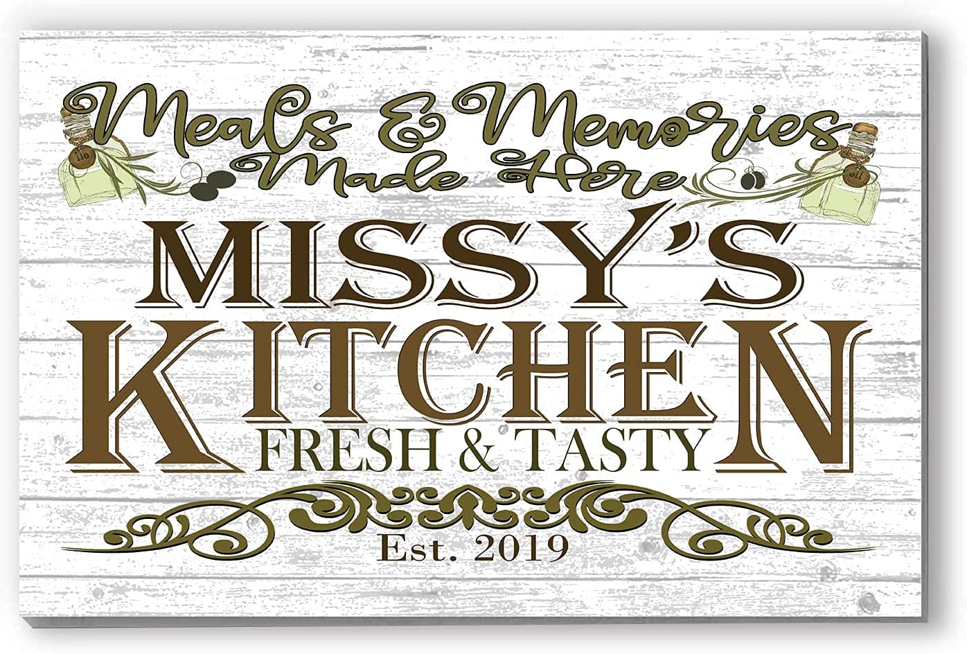 Personalized Kitchen Sign Rustic Farmhouse Wall Art Décor Custom Name - Meals and Memories Made Here