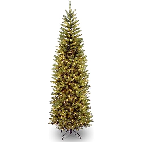 National Tree Company Pre-lit Artificial Christmas Tree | Includes Pre-strung Multi-Color LED Lights, PowerConnect and Stand | Kingswood Fir Slim - 7 Feet