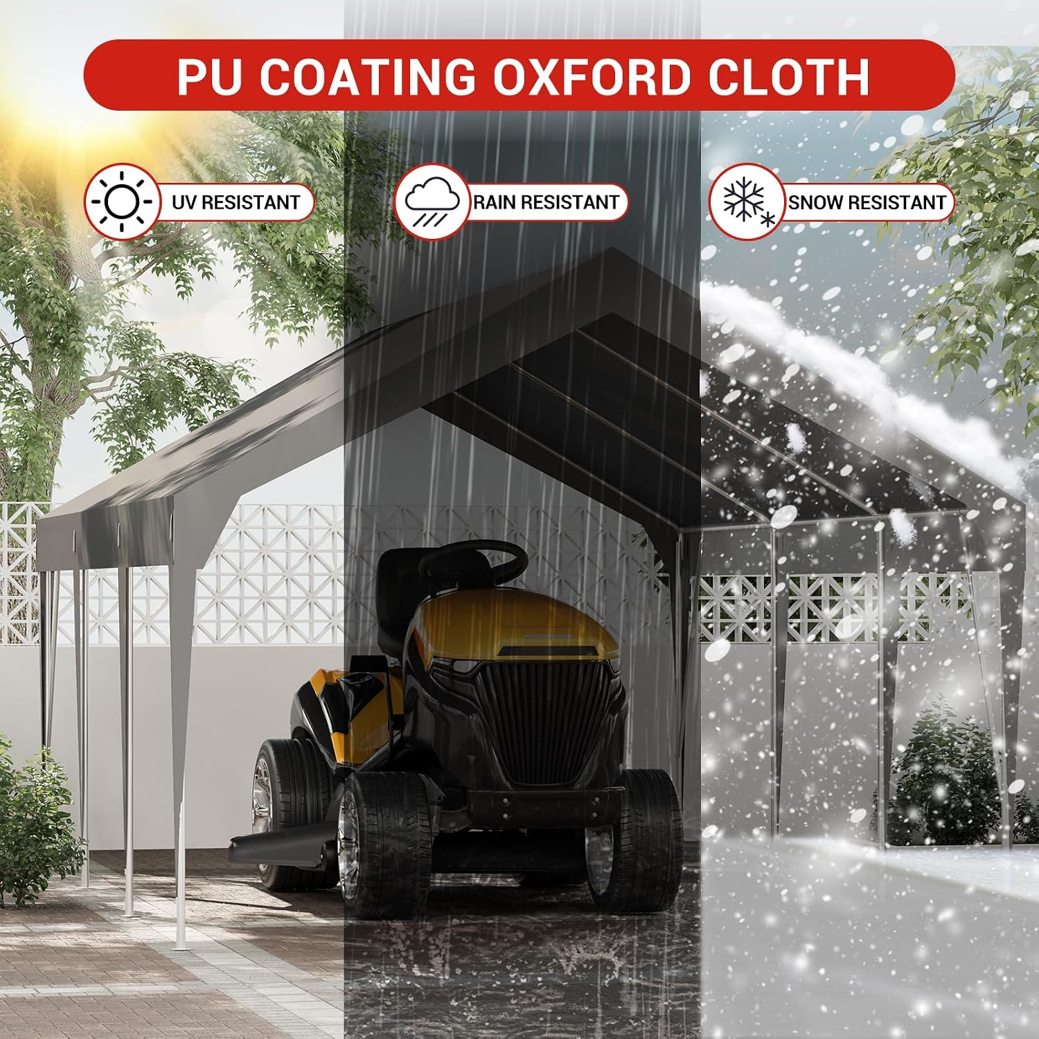 Garvee 10 x 20FT Heavy Duty Carport, Portable Garage Shelter, Potable Car Canopy Waterproof & UV Protected Garage Party Tent Outdoor Vehicle Storage Shelter for Car Truck Boats, Gray