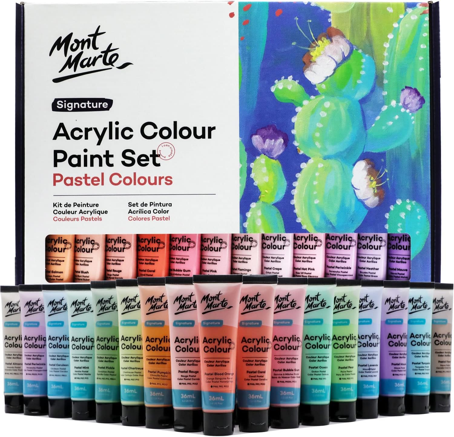 MONT MARTE MSCP4836 Acrylic Colour Pastel Colours Paint Set - 36ml Set of 48