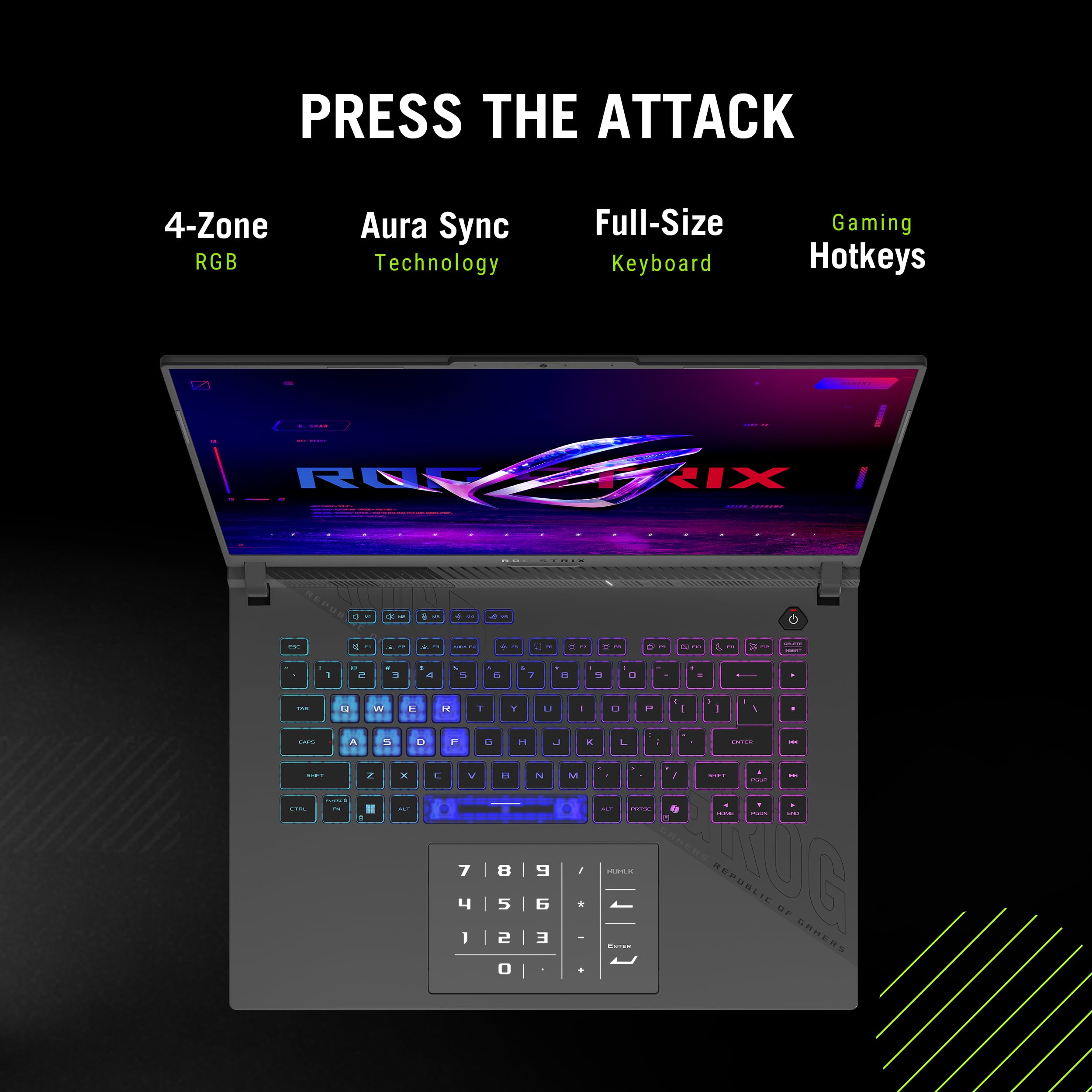 ASUS ROG Strix G16 Gaming Laptop, 16" 144Hz WUXGA FHD Display, NVIDIA GeForce RTX 5050 GPU, AMD Ryzen 9 9955HX Processore, 32GB DDR5 RAM, 1TB SSD, Tastiera RGB retroilluminata, Windows 11