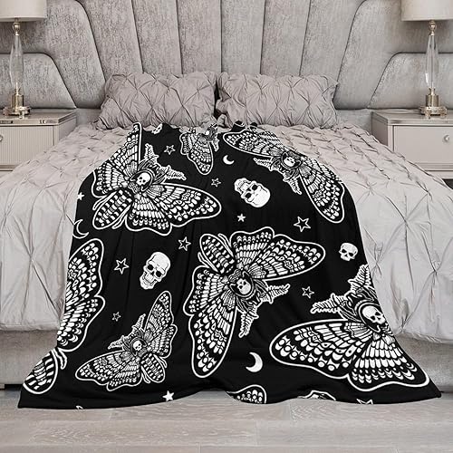 Miniatura 6 de Manta de franela con diseño de hongos y polilla gótica, diseño abstracto de luna mágica, estrellas, flores, para niños, niñas, adolescentes,