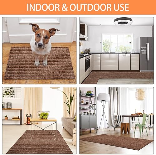 Miniatura 7 de Nuanchu Tapete grande semiacabado para exteriores de 16 x 79 pulgadas, tapete para puerta estrecha, antideslizante, impermeable, para baño, entrada,