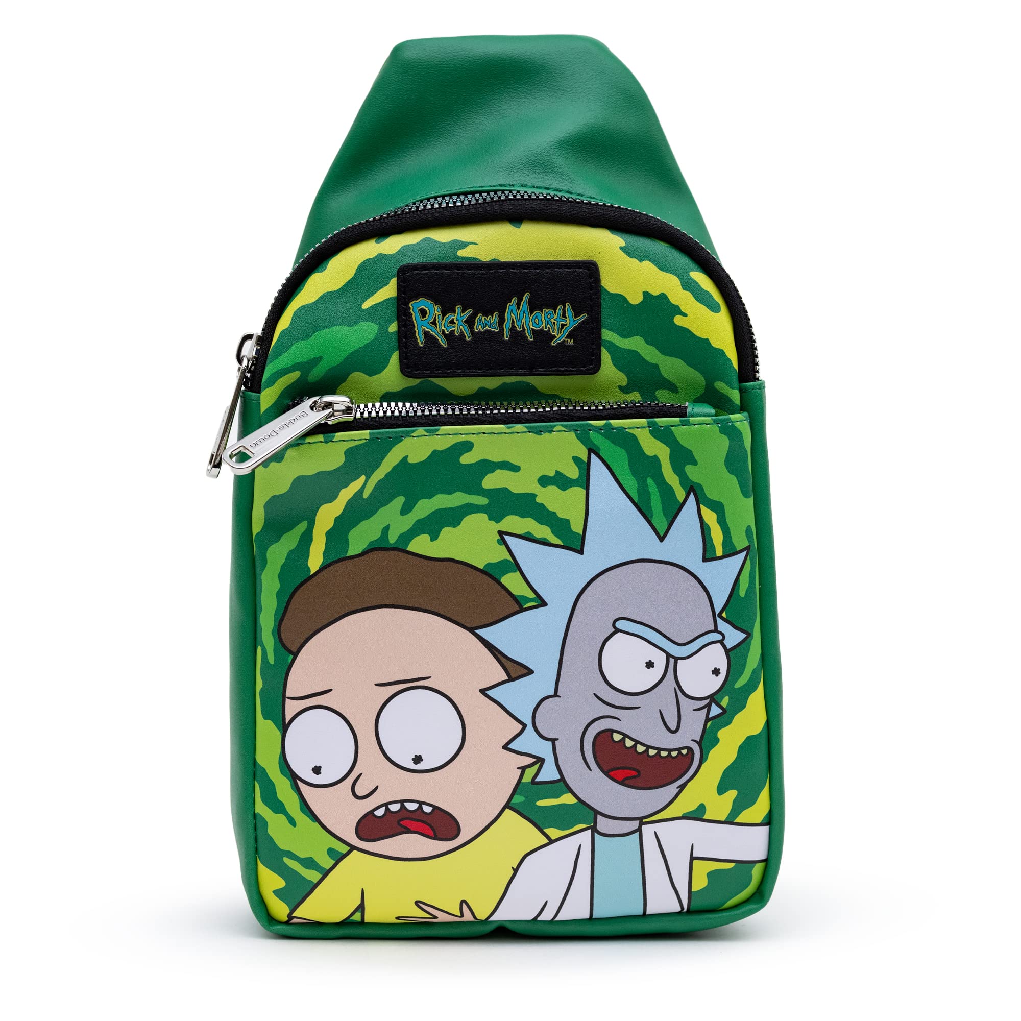 Rick and Morty Vegan Leather Crossbody Sling Bag with Adjustable Straps