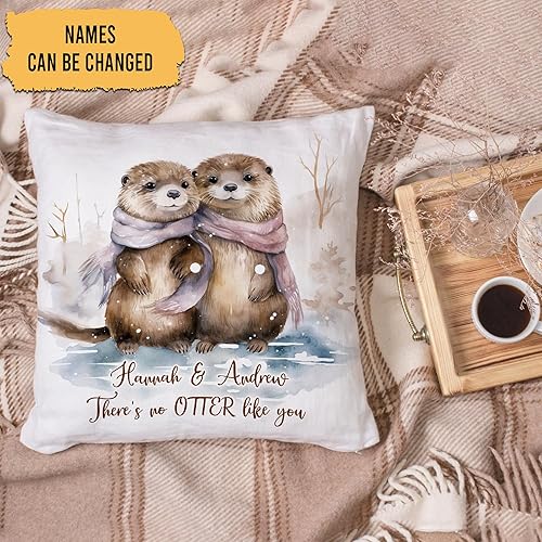 Vista 9 de Hyturtle Personalized Otter Pillow (Insert Included) Gifts for Couple Her Girlfriend Boyfriend Wife - Valentine's Day Birthday - I Love You Custom