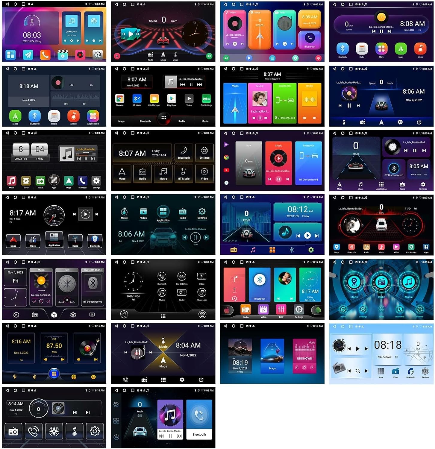 Various UI Themes for Car Stereo