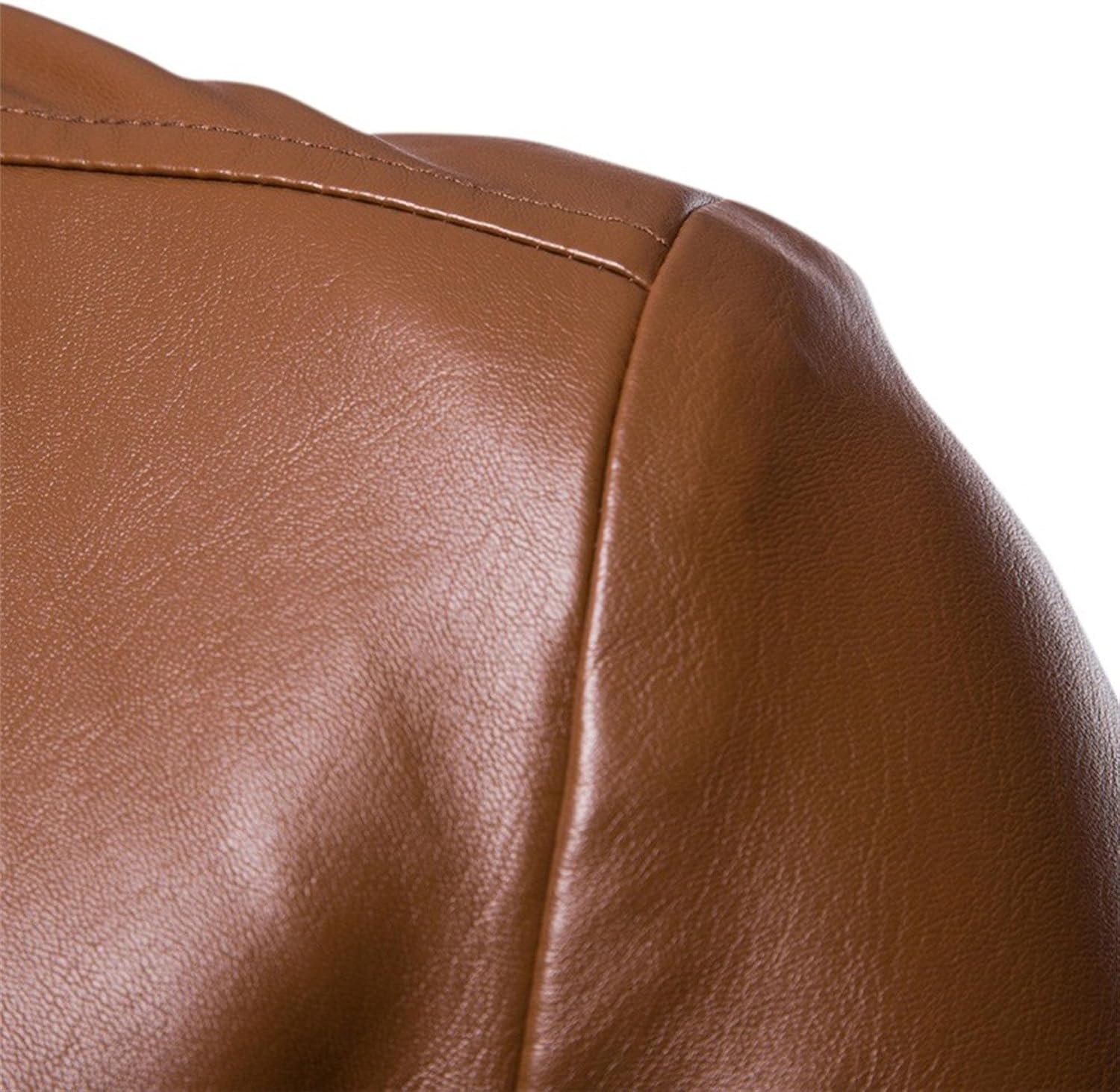 Mens Lapel Leather Blazer Jacket Business Casual Leather Suit Jacket Slim Fit Lightweight Windproof Coat Outerwear