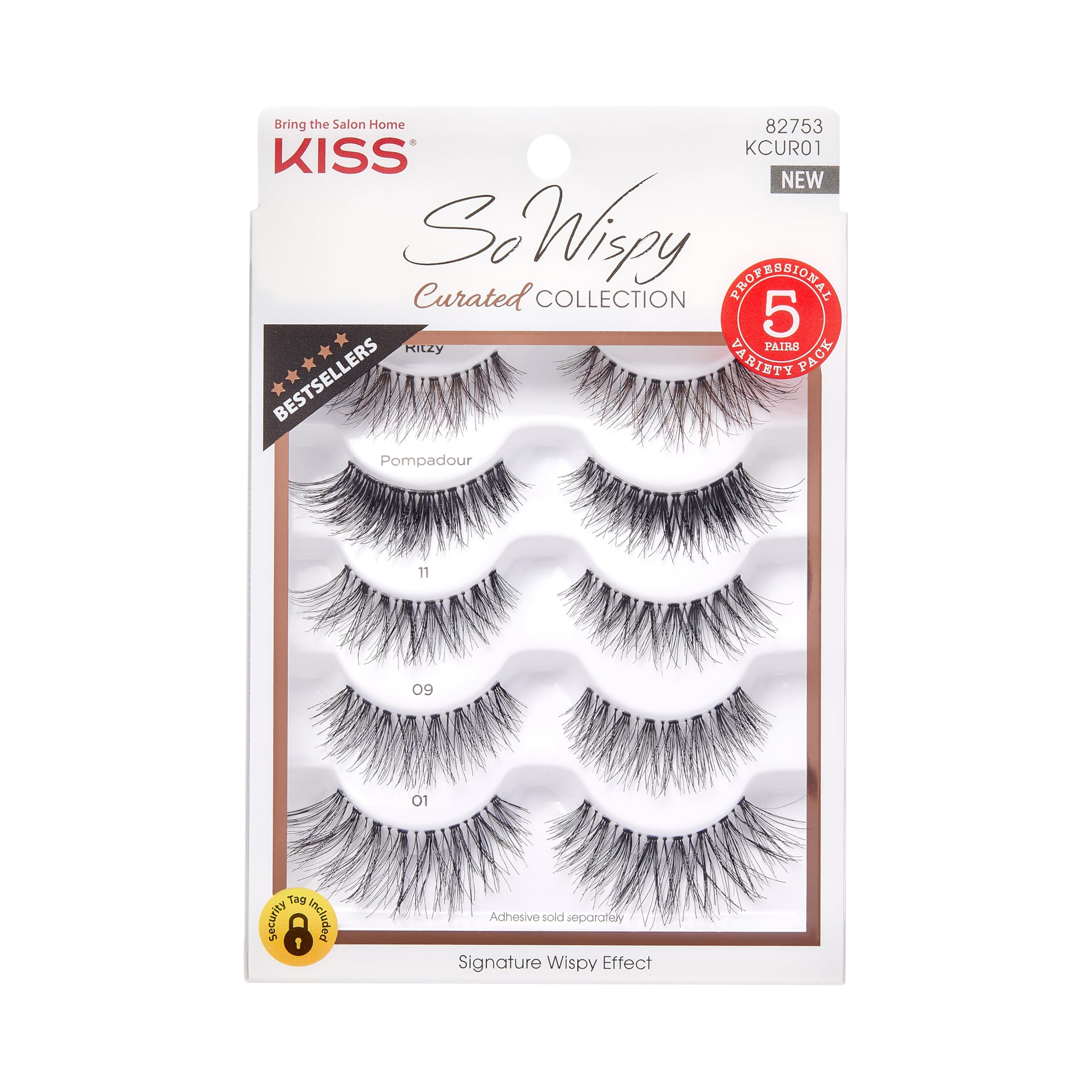 So Wispy Curated Collection of Bestselling False Eyelash Styles Multipack, Volume & Curl, Lash Extensions Look, Signature Wispy Effect, Cruelty Free, Reusable, Contact Lens Friendly, 5-Pair
