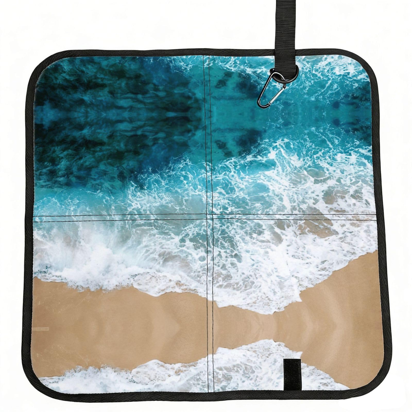 SDEGTHO Beautiful ocean waves Printed Foldable Seat Pad with Closure, Lightweight Cushion for Airplane Travel Camping