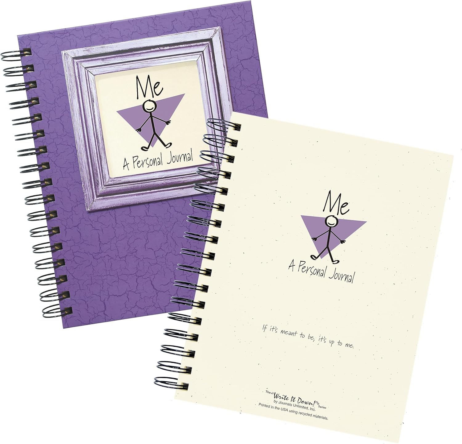 Write it Down series by Journals Unlimited, Guided Journal, Me, A Personal Journal, Full-size 7.5"x 9", Purple Hard Cover, Made in USA