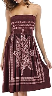 Sponsored Ad - Women's Strapless Floral Bohemian Casual Mini Beach Dress Cover-ups Dress