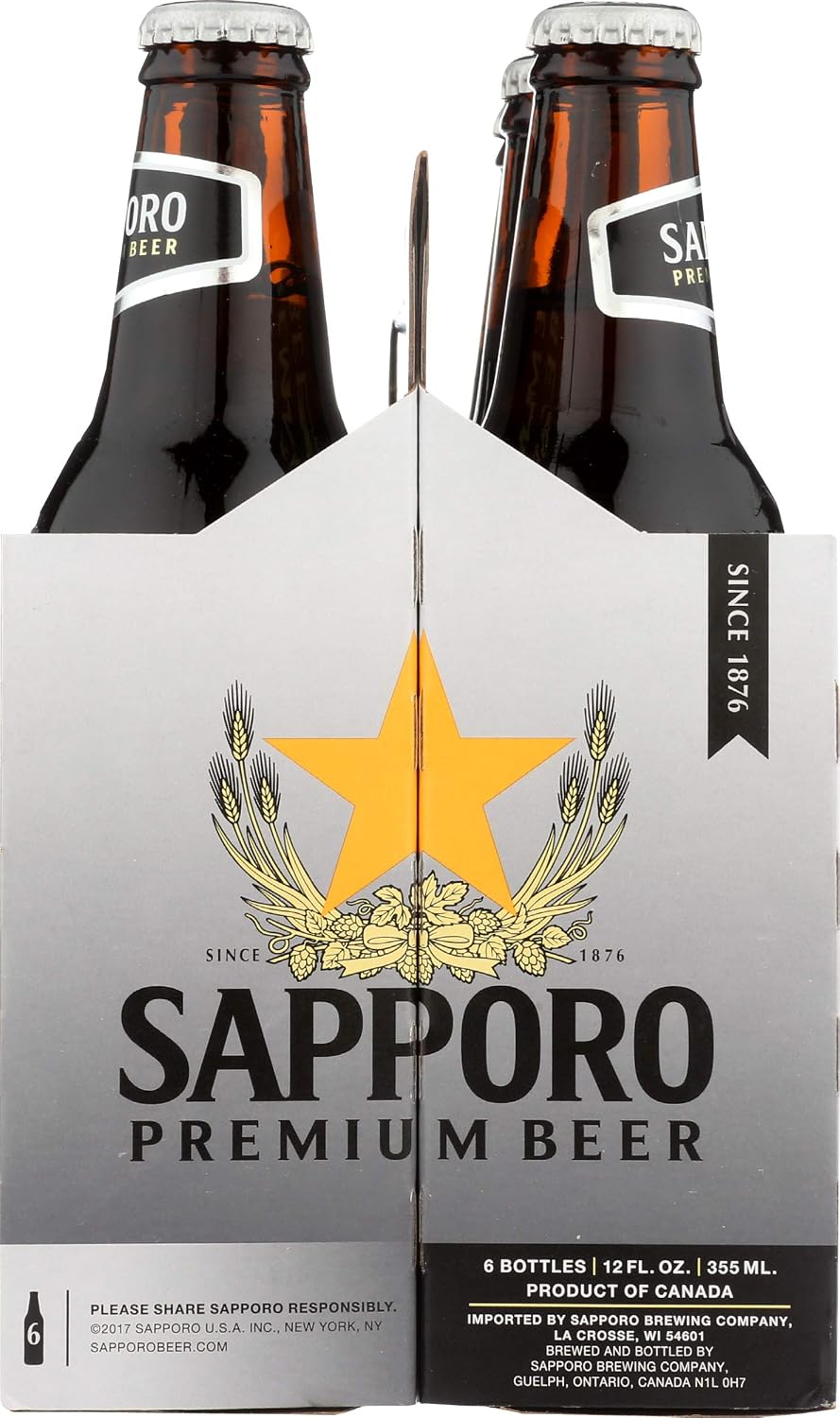 Sapporo Pale Ale, 6 pk, 12 oz bottles, 4.9% ABV
