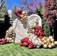 Vista 8 de Globos Burdeos Doble Relleno Rojo Vino Rojo Rosa Kit de Arco de Globos Guirnalda Granate Diferentes Tamaños Para San Valentín Boda Cumpleaños Baby