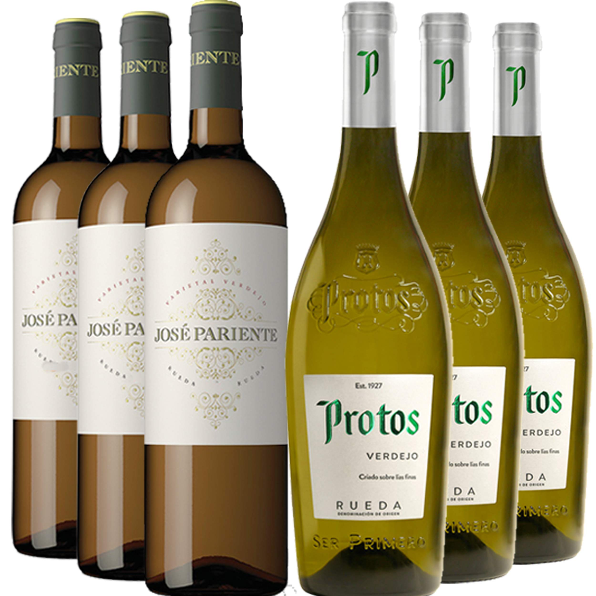 Vino Blanco Verdejo de Rueda - Pack_3 bot José Pariente Verdejo 3 bot Protos Verdejo - Caja 6 botellas 100% Verdejo Vino blanco de Rueda