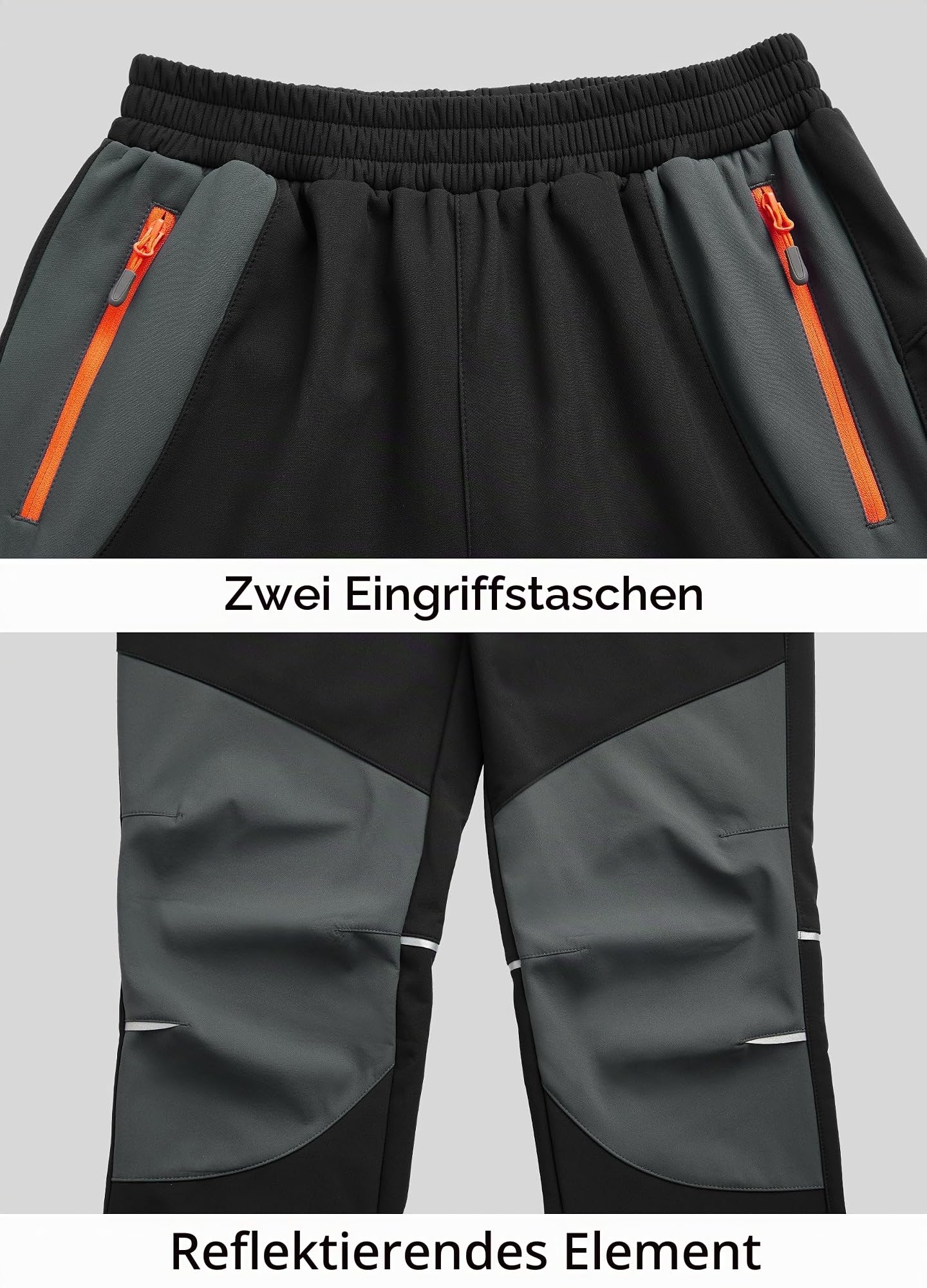WILLIT Kinder Softshellhose Thermohose Skihose Gefüttert Jungen Mädchen Schneehose Winter Wasserdicht Winddicht Wanderhose mit Taschen Schwarz M
