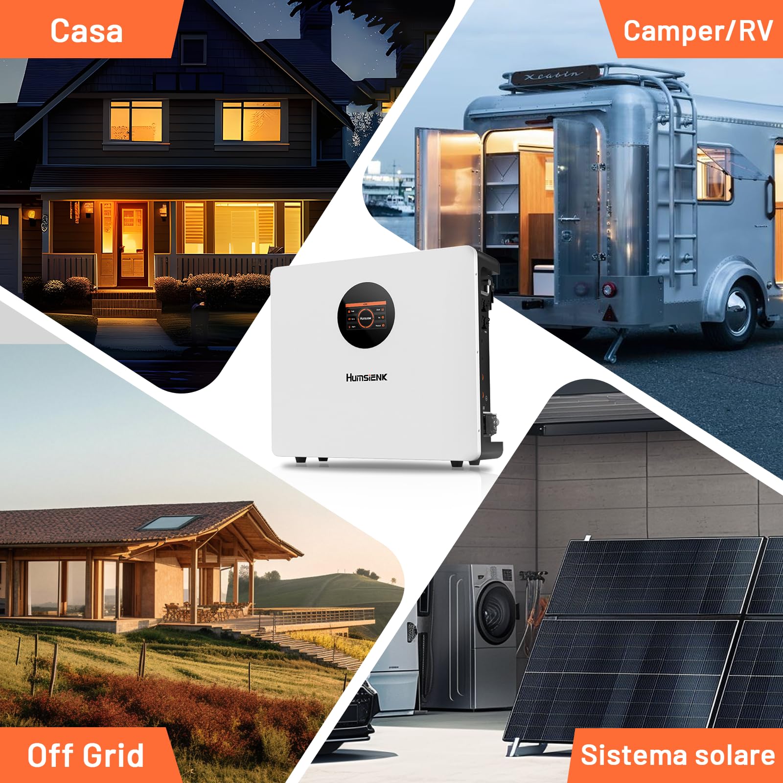 Humsienk Bluetooth Batteria LiFePO4 48V 100Ah da parete con BMS 100A e display LCD, 5120Wh batteria accumulo fotovoltaico oltre 15000 cicli e 10 anni di vita, per sistema solare, energia di riserva