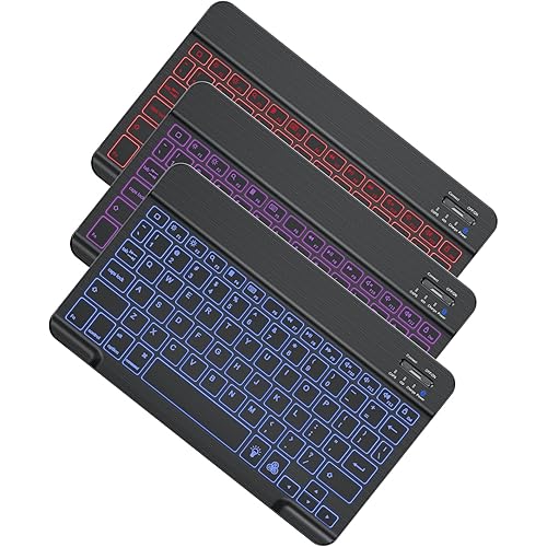OMOTON Bluetooth Keyboard, Wireless Rechargeable Keyboard for iPad, iPad Pro, iPad mini, iPad Air with Illuminated LED (Black)
