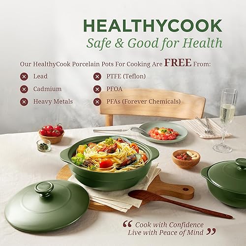 Miniatura 4 de MINH LONG - Horno holandés de porcelana de 1 cuarto de galón con tapa, sin plomo ni cadmio, apto para horno hasta 482 F, retención de calor, olla de