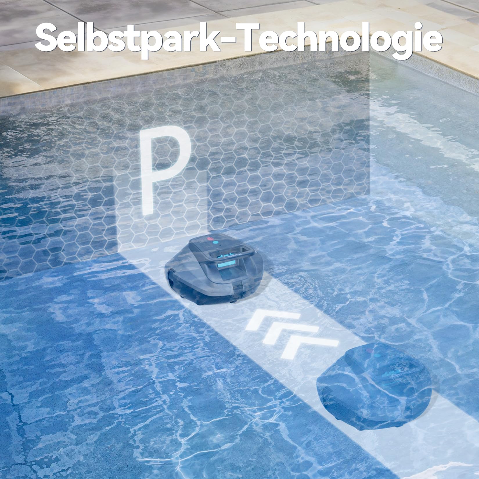(Upgrade 2026) X1 Poolroboter Akku, Kabelloser Poolsauger mit 120 Min Laufzeit, Auto-Parkfunktion, 2,5 h Schnellladung, für Aufstellpools & Ebene eingelassene Pools bis 80m²