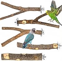 Vista 11 de 8 Piezas de Perchas de Aves Naturales de Madera para Jaula, Soporte y Plataforma de Perca para Loros, Accesorios para Jaula de Pájaros