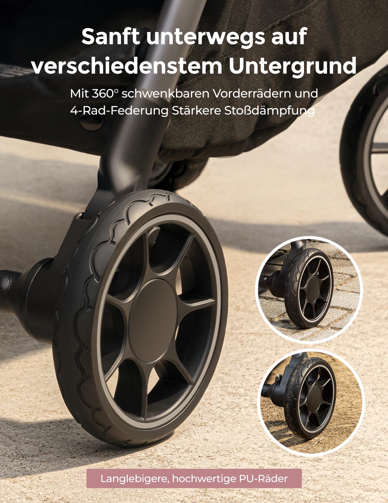 Momcozy ClickGo Buggy klein zusammenklappbar als Flugzeug-Handgepäck, Einhand-Klappmechanismus, mit Liegefunktion, UV-Schutz 50+, XL-Korb bis 3 kg, Geeignet von 0–4 Jahren bis 22 kg, Schwarz