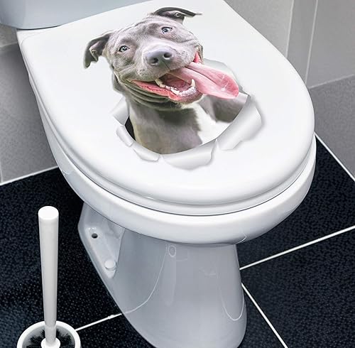 Miniatura 4 de Winston & Bear Happy Pit Bull Dog - Calcomanías de pared para perros, paquete de 2, calcomanías 3D Bully para paredes, automóviles, inodoro y más,
