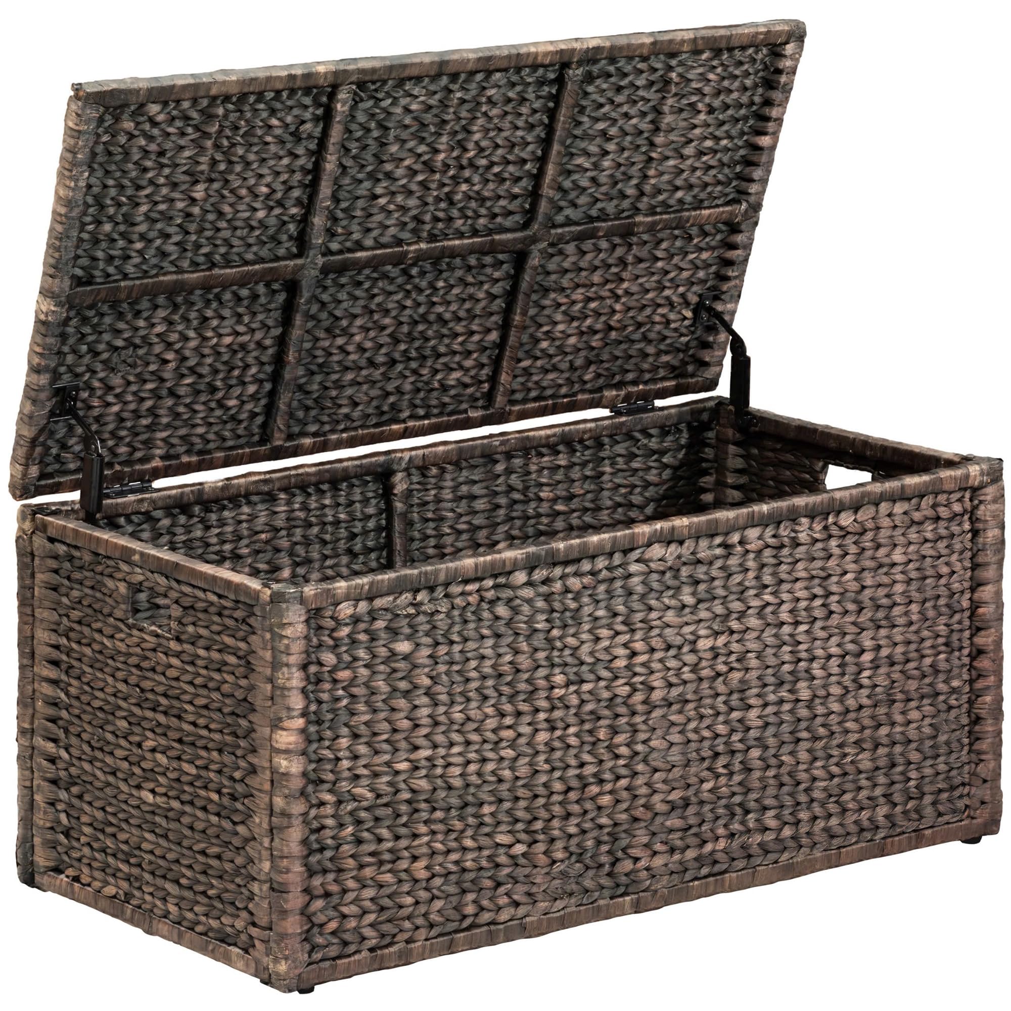 eHemco Wicker Storage Trunk, Brown Wash, 42x20x18.5