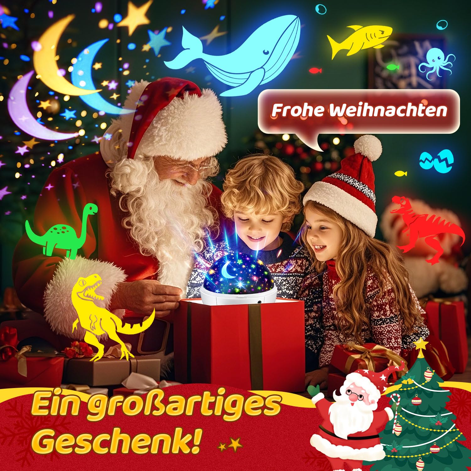 One Fire Proyector de cielo estrellado para niños, 【3 películas+93 efectos+regulable】 Proyector de cielo estrellado, 【Remote+3 Temporizadores+Rotación】 Juguete para niños a partir de 3-7 años, juguete