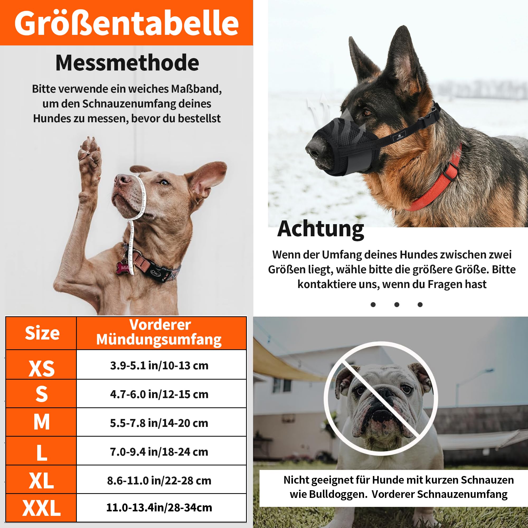 AMATHINGS Maulkorb Hund Größe: XL, Schwarz, Nylon, Verstellbar, Atmungsaktiv, Beißschutz, Kauen & Bellen verhindert, Trinken möglich