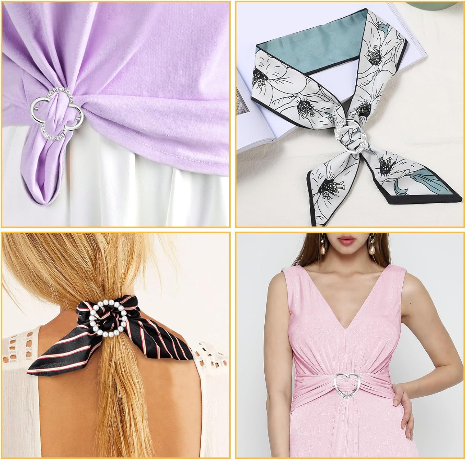 5pcs Scarf Ring, Shirt Clips for Women Clothing, 5 Different Sized Shirt Clips for Women Fashion Round Shirt Clip Clothing Accessories - Image 7