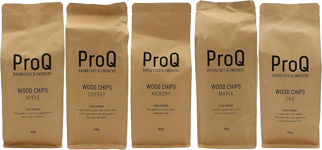 ProQ Premium Smoking Wood Chips (5 x 400g Bags Variety Pack) Wood Chips For Smoking Food - BBQ Smoker Wood Chips - Apple, Cherry, Hickory, Maple & Oak Flavours