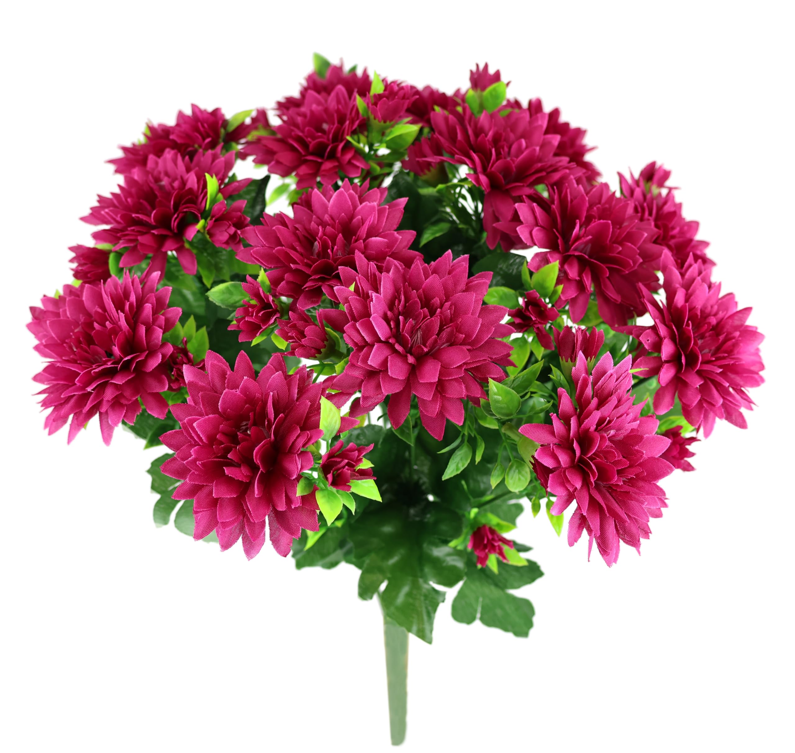 Künstlicher Chrysanthemen Strauß 35 cm Kunstblumenstrauß Chrysantheme Herbstblumen Herbstdeko Seidenblume Kunstblumen Dekoblumen Bouquet Mittelstück Blumenstrauß Hochzeit Tischdeko, dunkelrosa