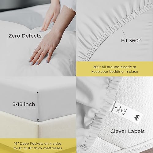 Miniatura 6 de Mayfair Linen Juego de sábanas 100% de algodón egipcio, 1000 hilos altos, sábanas de lujo de 5 estrellas de 4 piezas de satén, tamaño King, suaves,