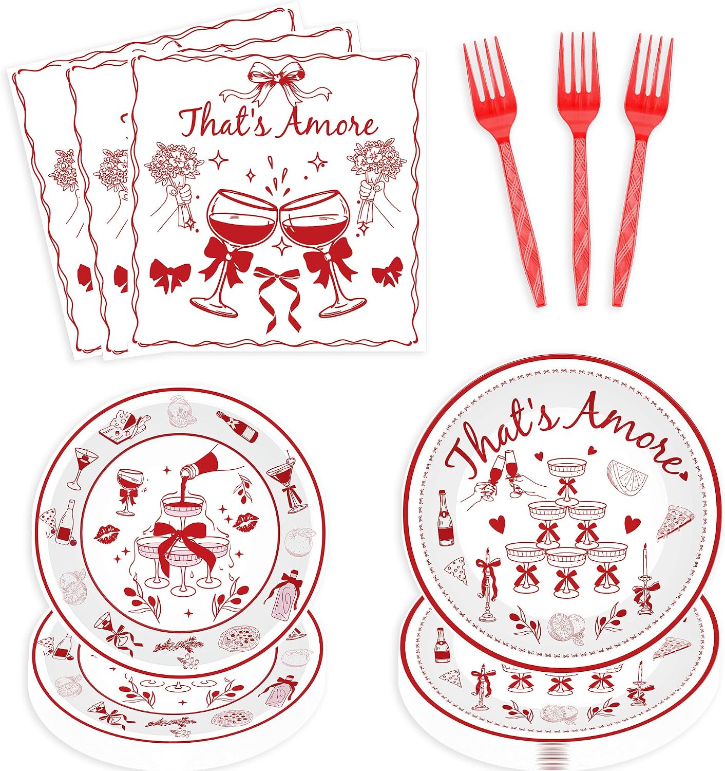 Thats Amore Party Decorations, Italian Bridal Shower Tableware Supplies