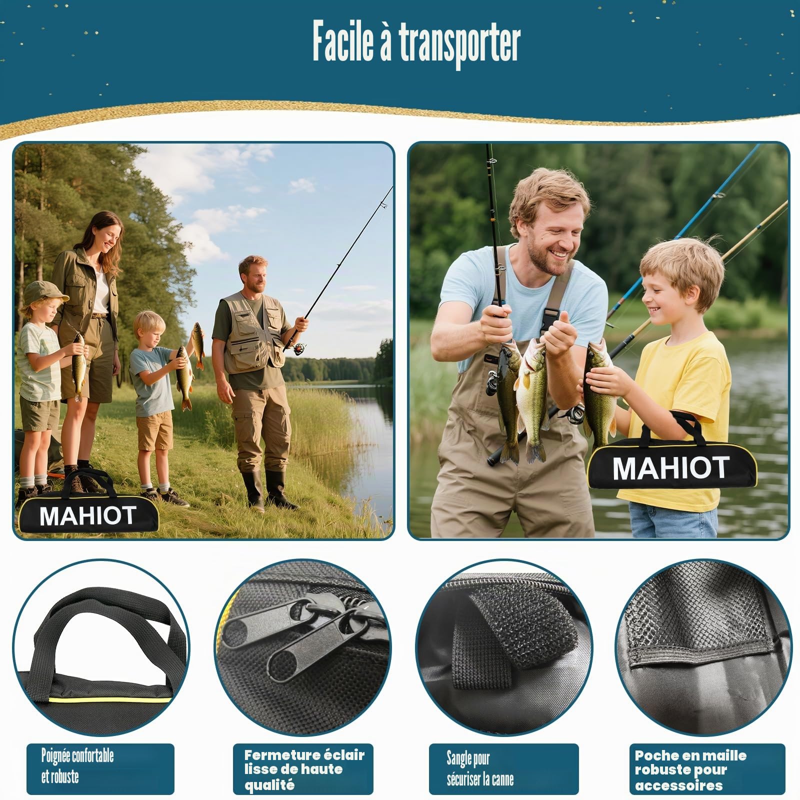 Canne à pêche télescopique et moulinet Combo Set, Kit de tige métallique de 1,6 m avec ligne/accessoires d'appâts de pêche/sac de transport, ensemble complet de canne à pêche rotative et moulinet pour