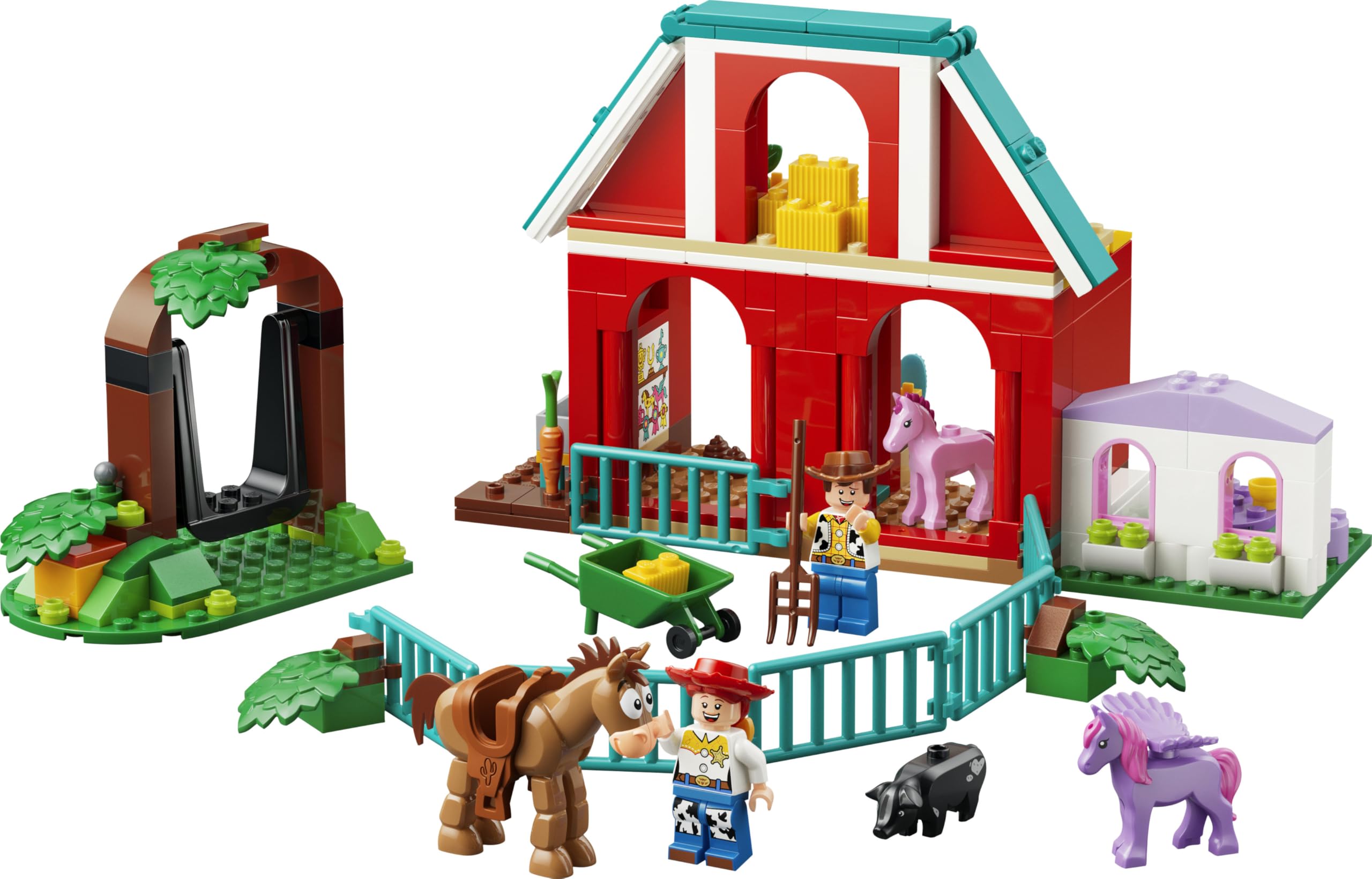 LEGO | Disney Pixar Il Ranch dei Cavalli di Blaze - Giocattolo con le Minifigure di Woody e Jessie oltre a 3 Cavalli e un Maiale - Regalo per Bambine e Bambini da 4 Anni Fan di Toy Story 5-43304