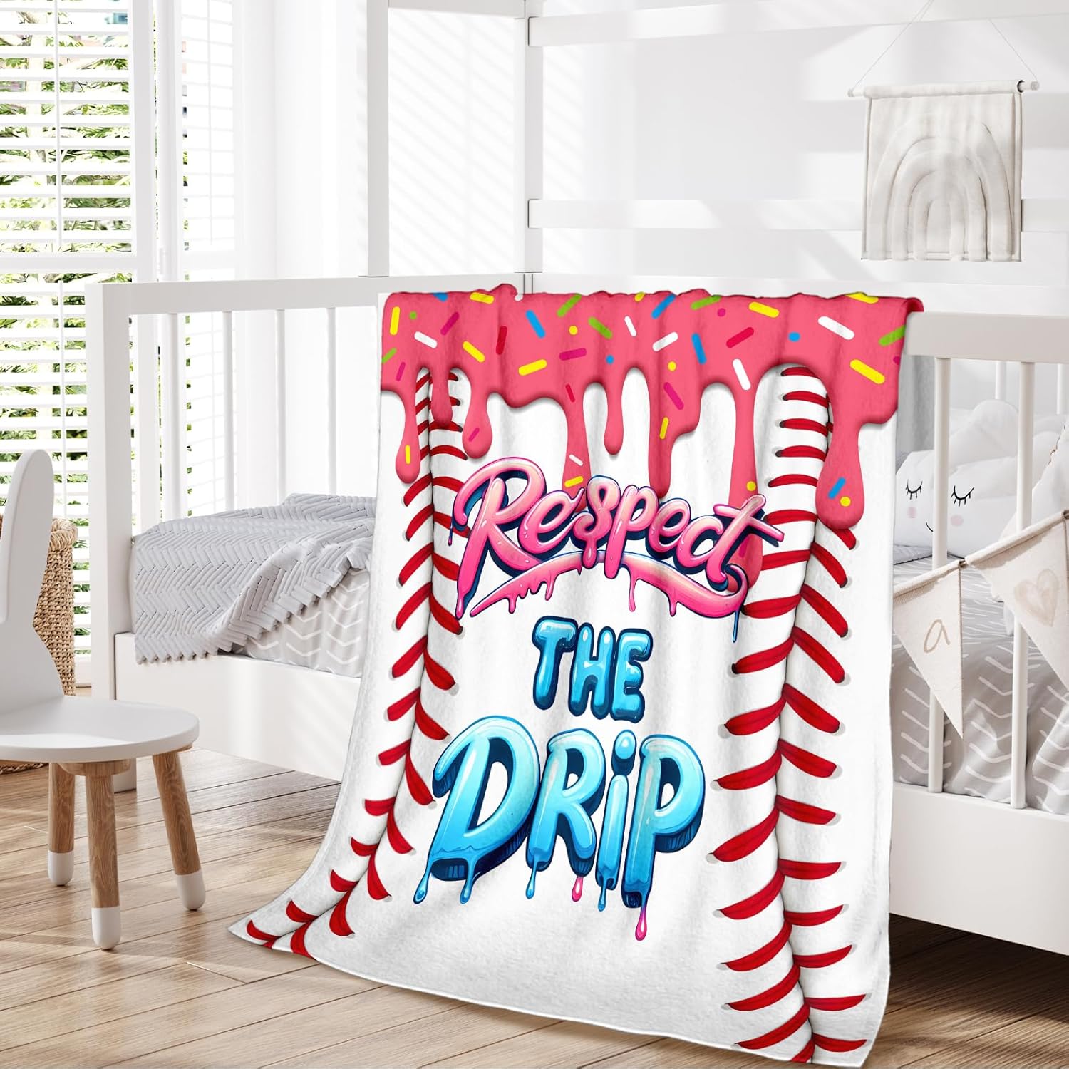 Kids Blankets for Girls Baseball Blanket for Kids 3-8 Gifts for Baseball Lovers Teammates, Cute Pink 50 x 40 Inches Sports Flannel Throw for Sofa Bed Living Room Decor - Image 6