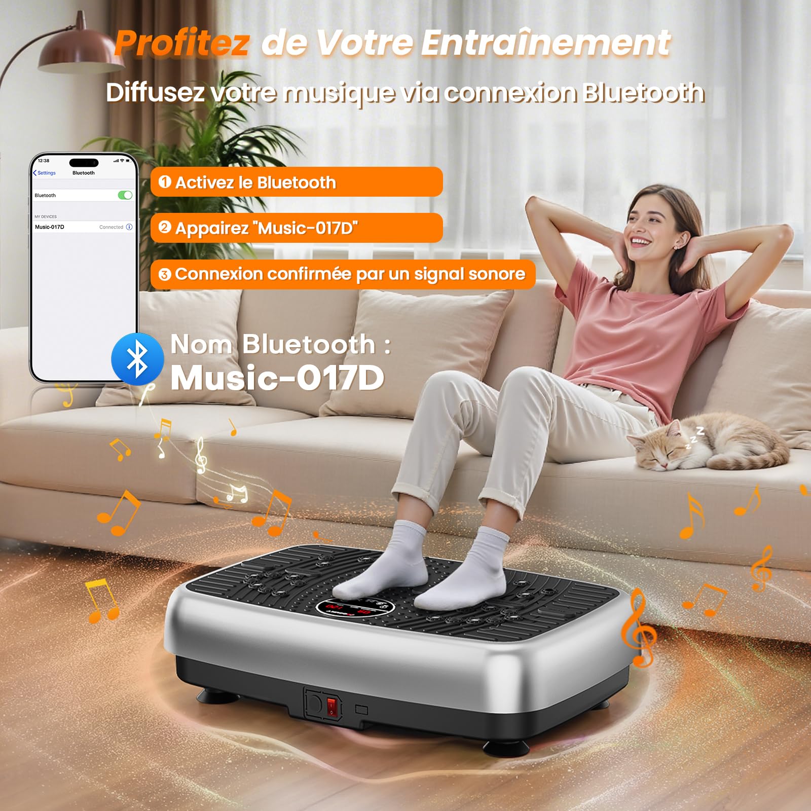 Plateforme Vibrante Perte de Poids, Plateforme Vibrante de Massage Lymphatique, Modèle 2025 Amélioré à Double Moteur Plaque Vibrante, Capacité de 204 kg, 1 à 120 Niveaux