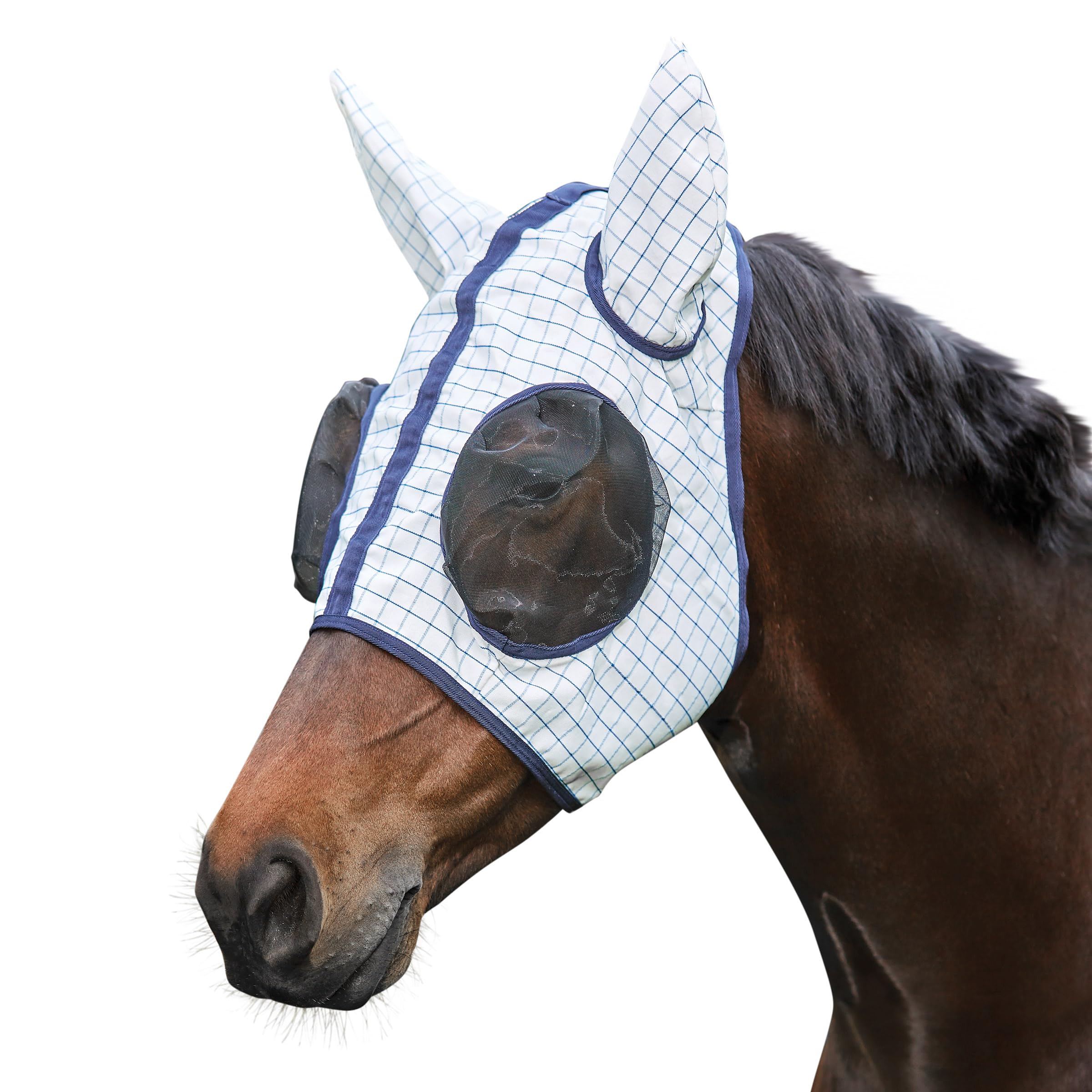 Kool Coat Classic Fly Mask, White/Navy, Pony