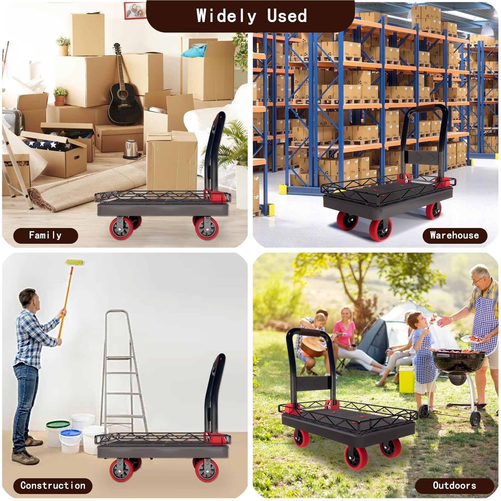 Transportkarre Hubwagen Schwerlast-Plattformwagen Pritschenwagen Schubkarren Dolly Transporthilfe