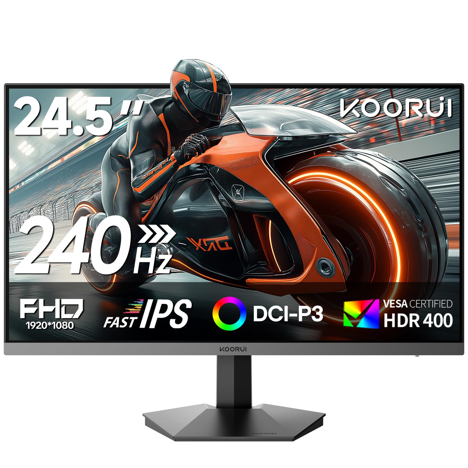 KOORUI 27 inch QHD Gaming Monitor（2560x1440p） Fast IPS, 200Hz, HDR400, 1ms,Adaptive FreeSync,VESA, Black Support DP & HDMI G2721P — view 10